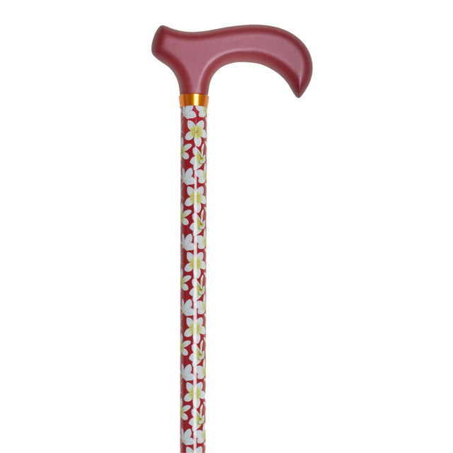 Red Frangipani Adjustable Walking Cane
