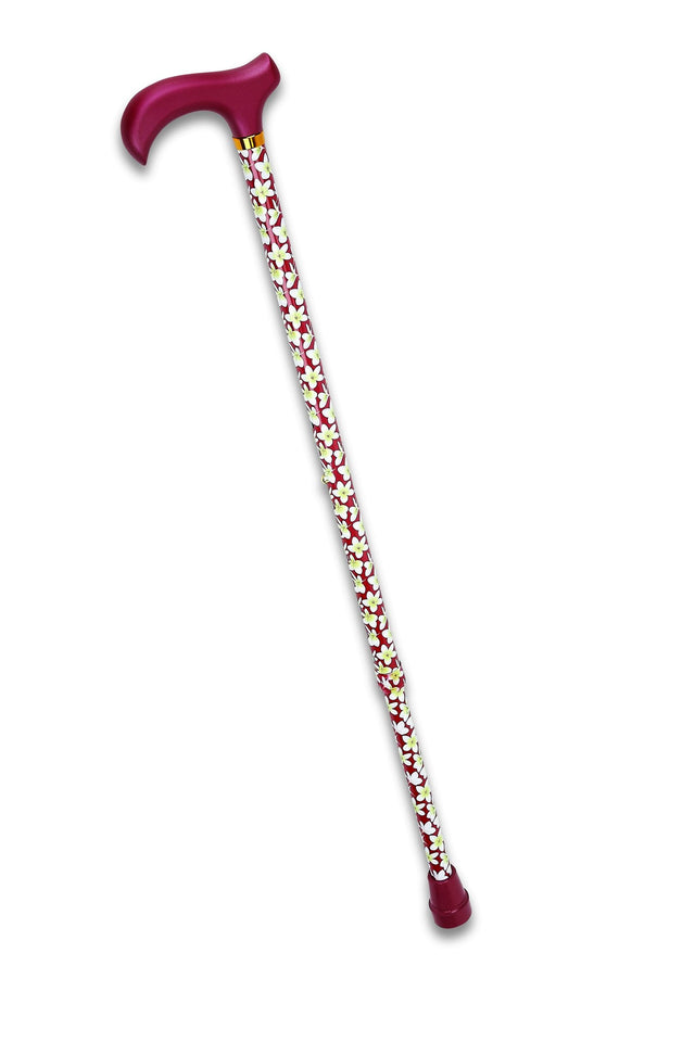 Red Frangipani Adjustable Walking Cane
