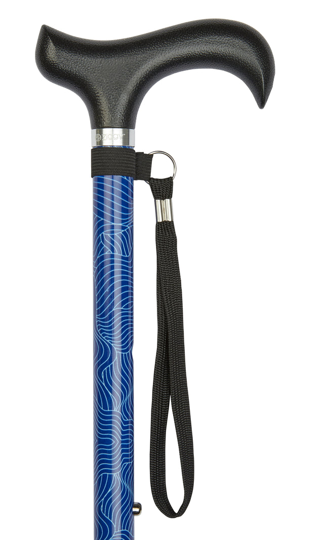 Adjustable Blue Waves Design Walking Cane-Classy Walking Canes