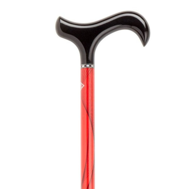 Adjustable Unisex Rally Red Carbon Black Derby Handle-Classy Walking Canes