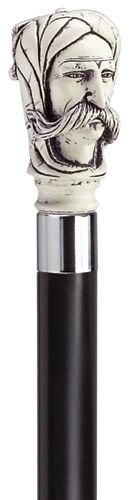 Afghan Man's Head with Black Shaft in Antique Scrimshaw-Classy Walking Canes