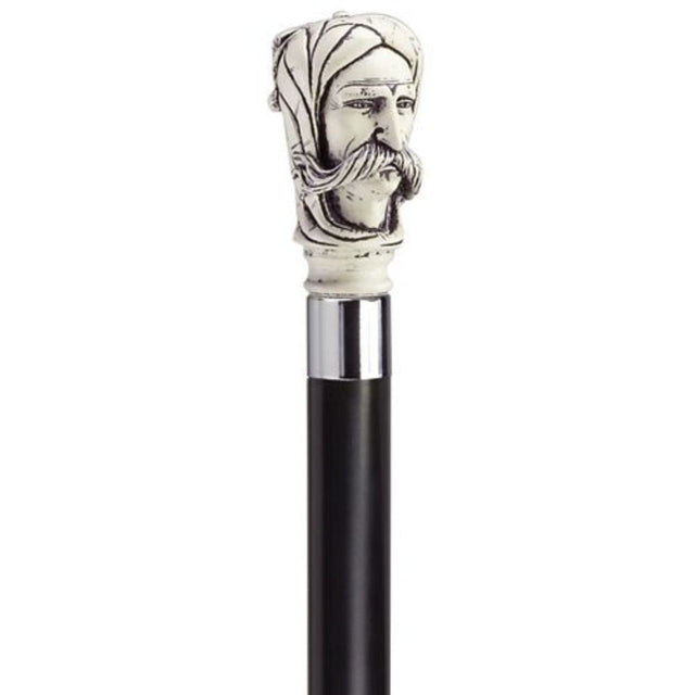 Afghan Man's Head with Black Shaft in Antique Scrimshaw-Classy Walking Canes