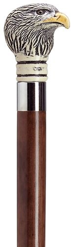 Bald Eagle with Walnut Shaft in Antique Scrimshaw-Classy Walking Canes