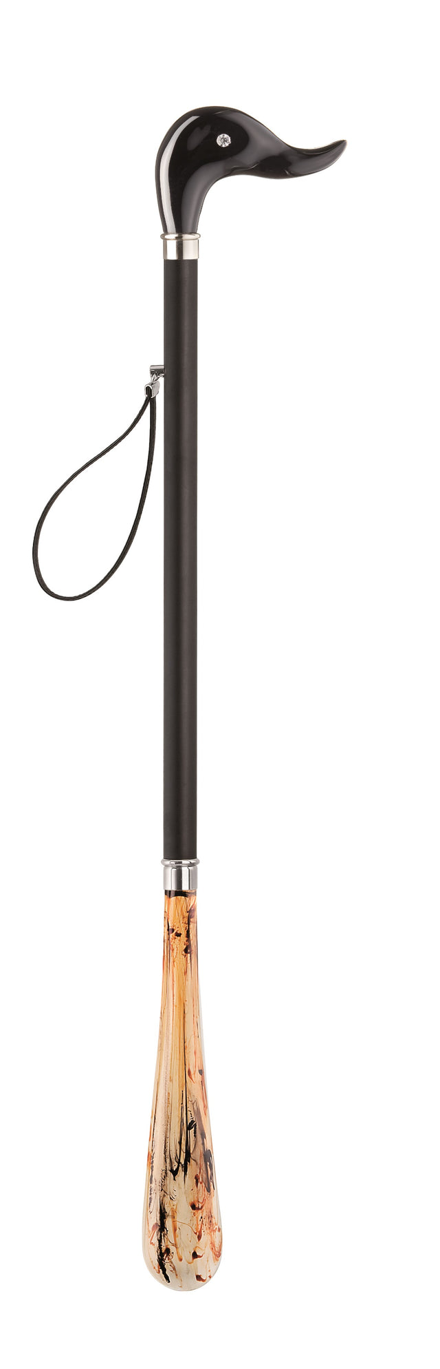 Black Duck Head Shoehorn with Bright Rhinestone Eye-Classy Walking Canes