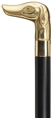 Brass Dog Head with Black Shaft-Classy Walking Canes