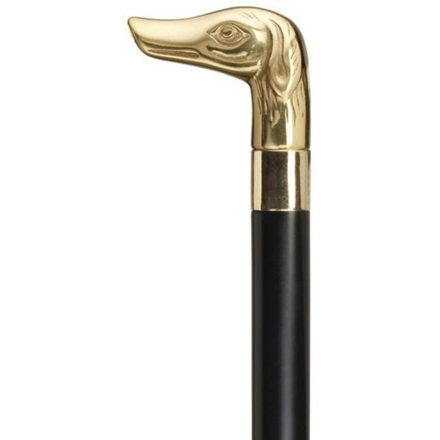 Brass Dog Head with Black Shaft-Classy Walking Canes