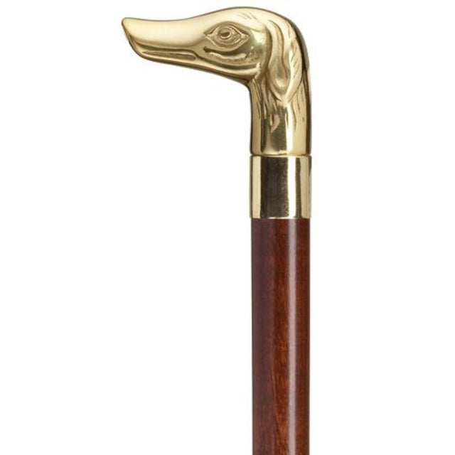 Brass Dog Head with Walnut Shaft-Classy Walking Canes
