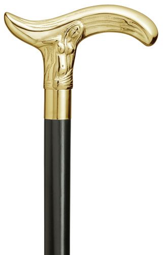 Brass Fair Maiden Fritz with Black Shaft-Classy Walking Canes