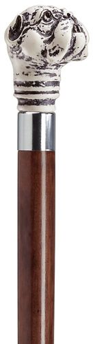 Bulldog with Walnut Shaft in Antique Scrimshaw-Classy Walking Canes