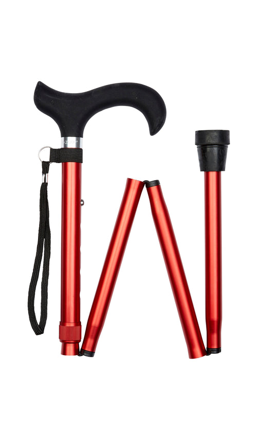 Folding Cane in Red with Silicone Handle-Classy Walking Canes