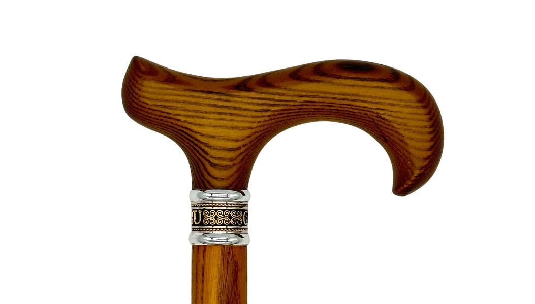 Classy Canes Derby Handle on Natural Wood Shaft with Gentlemen Collar-Classy Walking Canes