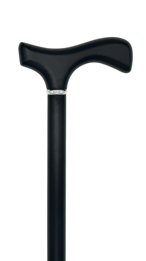 Ladies Black Fritz Handle and Shaft with Silver Collar-Classy Walking Canes