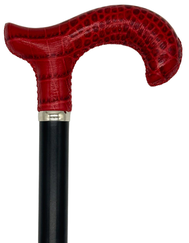 Classy Cane with Coconut Red Derby Handle in Italian Leather-Classy Walking Canes