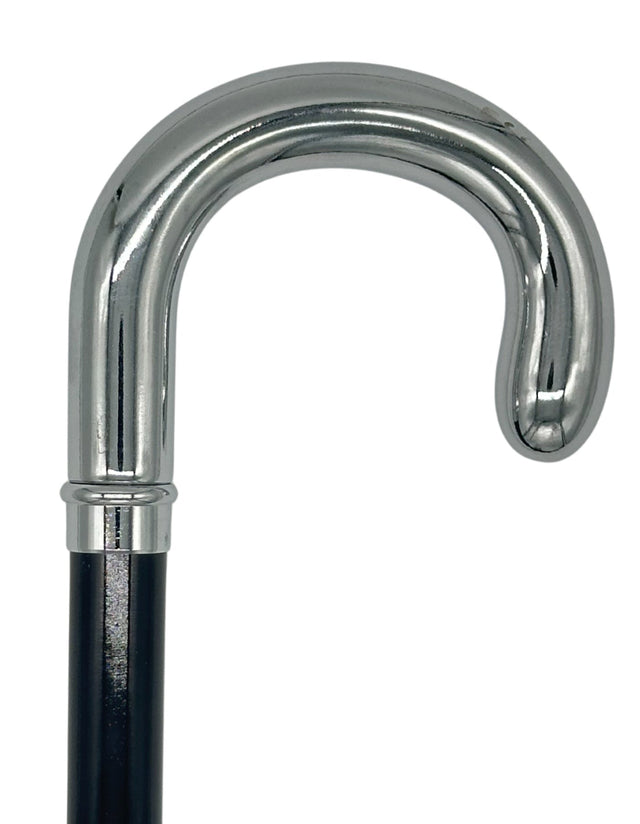 Classy Canes Smooth Chrome Crook Handle from Italy-Classy Walking Canes