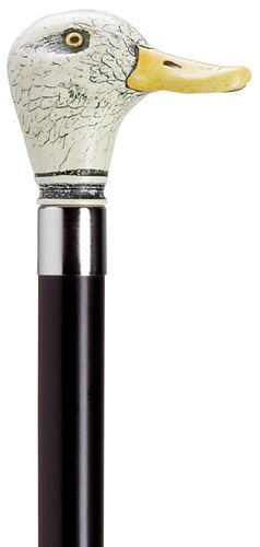 Duck Head with Black Shaft in Antique Scrimshaw-Classy Walking Canes