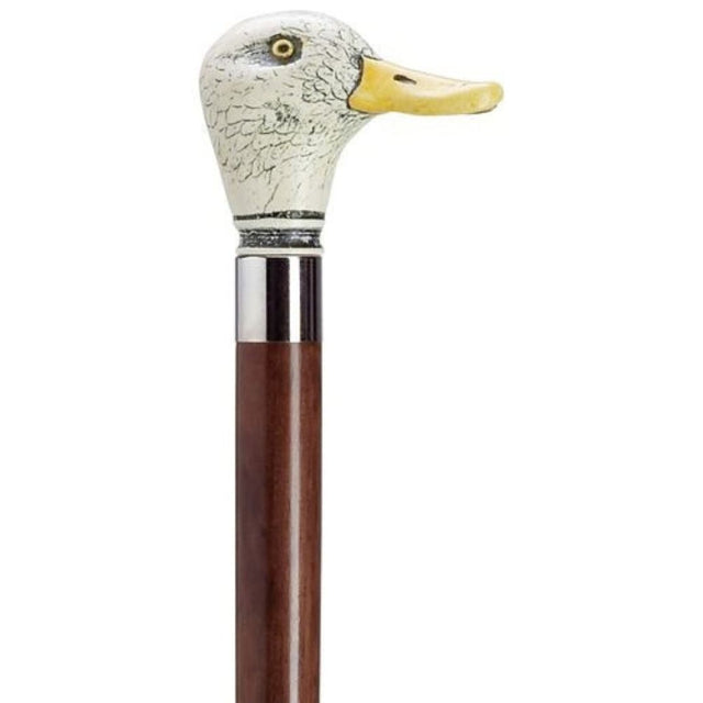 Duck Head with Walnut Shaft in Antique Scrimshaw-Classy Walking Canes