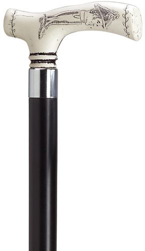 Duke Of Wellington with Black Shaft in Antique Scrimshaw-Classy Walking Canes