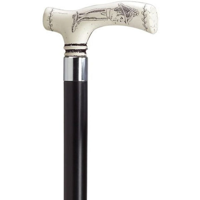Duke Of Wellington with Black Shaft in Antique Scrimshaw-Classy Walking Canes