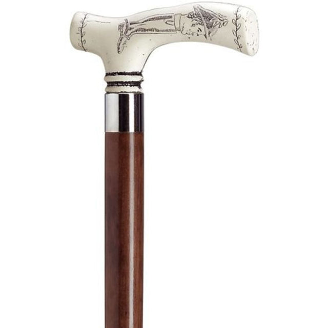 Duke Of Wellington with Walnut Shaft in Antique Scrimshaw-Classy Walking Canes