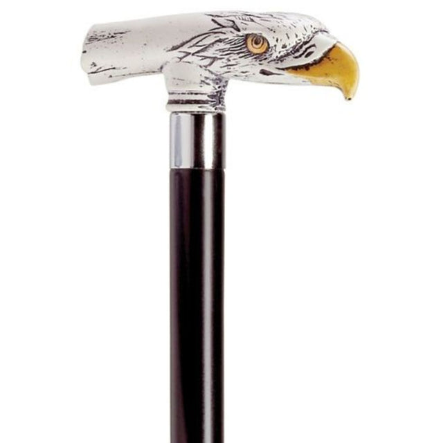 Eagle Head with Black Shaft in Antique Scrimshaw-Classy Walking Canes