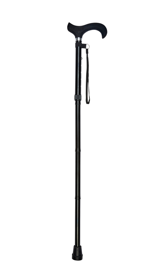Folding Cane in Black with Silicone Handle-Classy Walking Canes
