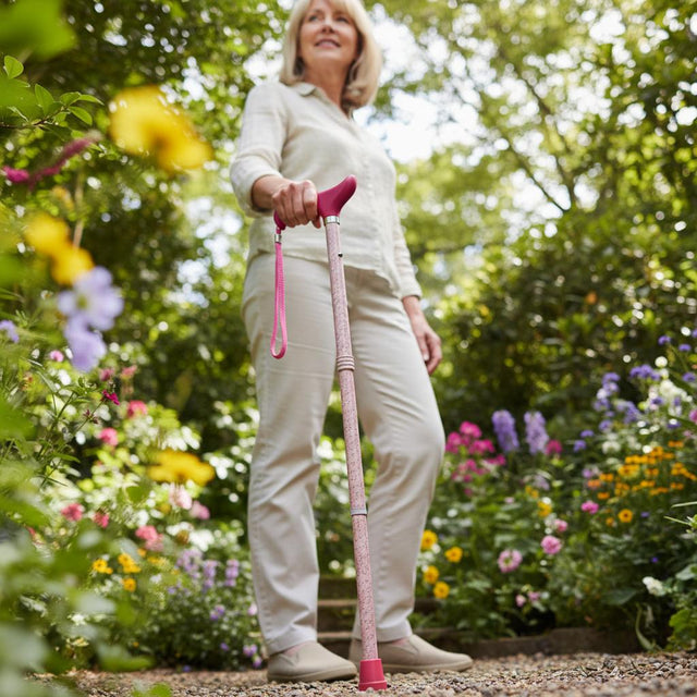 Folding Pattern Folding Cane in Pink Floral-Classy Walking Canes