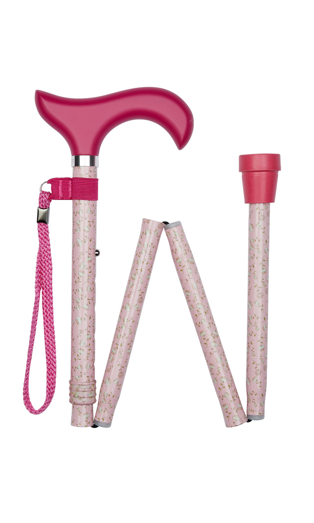 Folding Pattern Folding Cane in Pink Floral-Classy Walking Canes