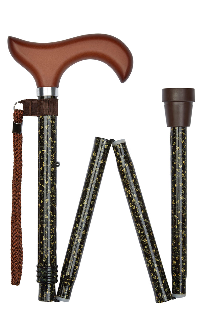 Folding Pattern Folding Cane in Swirl Leaf-Classy Walking Canes