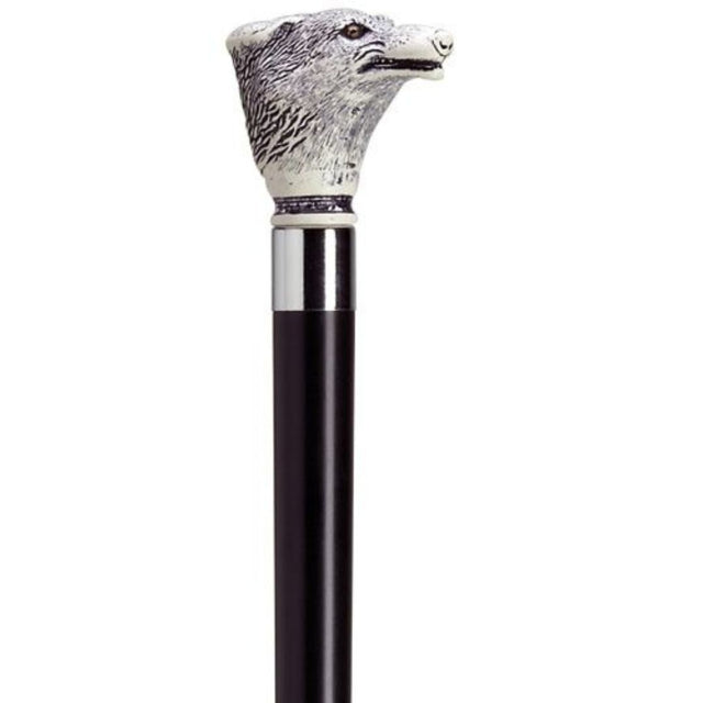 Fox Head with Black Shaft in Antique Scrimshaw-Classy Walking Canes