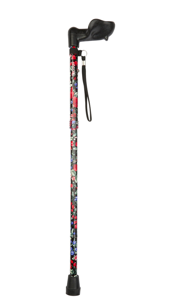 Fruit Pattern Short Folding Stick With Anatomical Handle for Right Hand-Classy Walking Canes