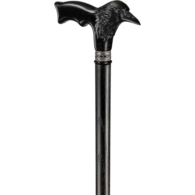 Handmade Raven Ergonomic Cane in Black with Solid Wood Shaft-Classy Walking Canes
