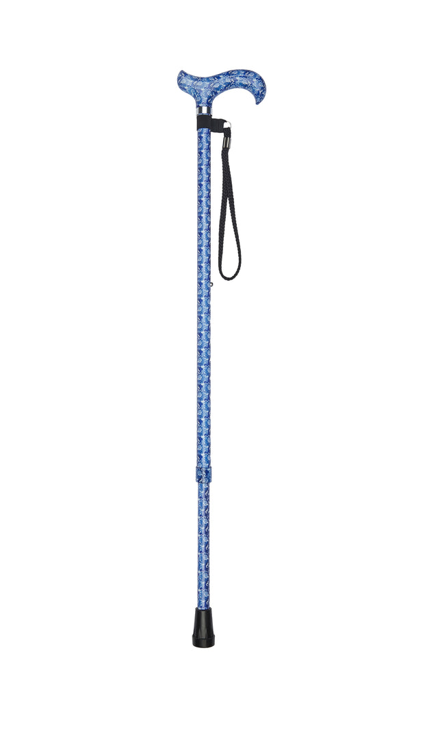 Ladies Adjustable Blue Floral Design-Classy Walking Canes