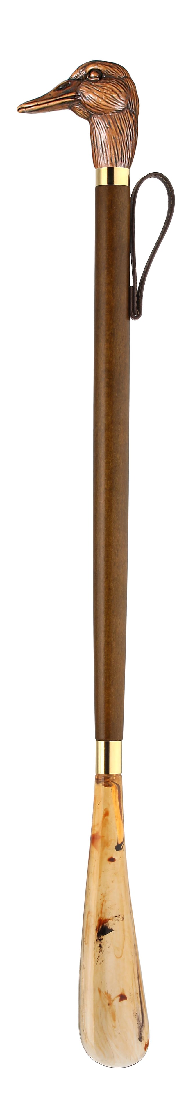 Mallard Head Shoe Horn with Beech Wood Shaft-Classy Walking Canes