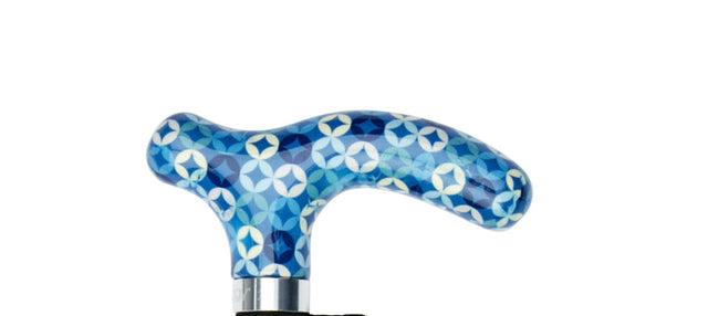 Petite Ladies Adjustable Blue Circle Design-Classy Walking Canes
