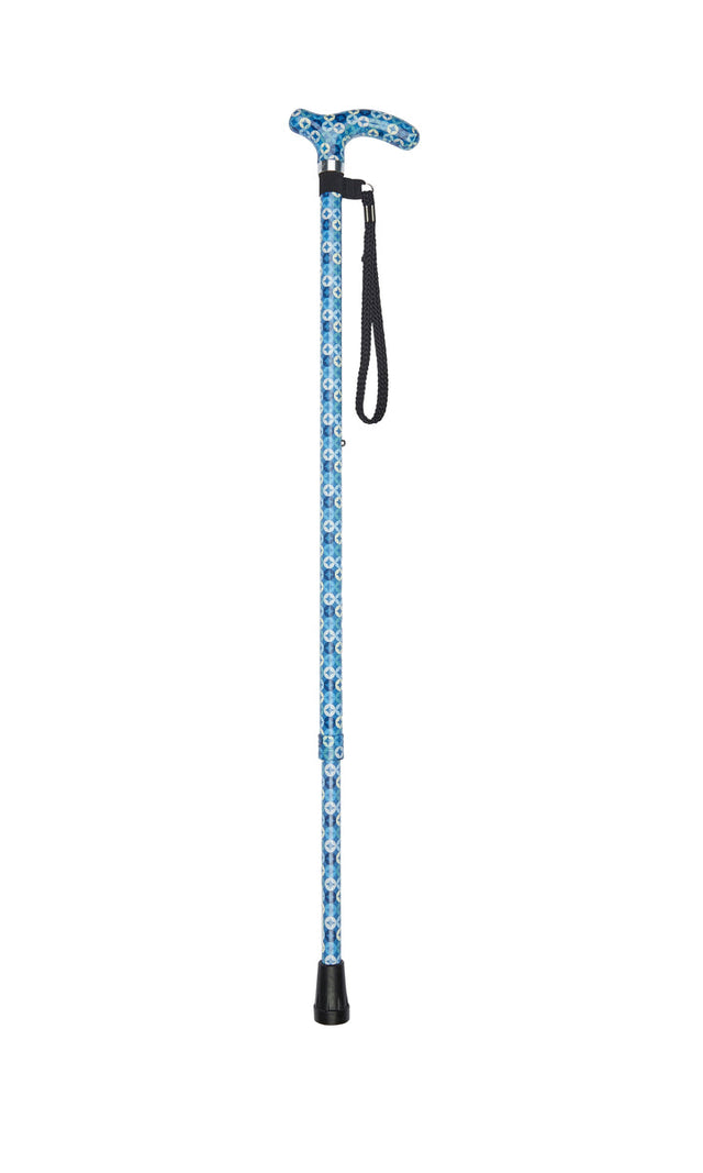 Petite Ladies Adjustable Blue Circle Design-Classy Walking Canes
