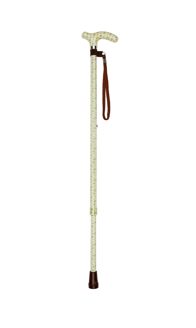 Petite Ladies Adjustable Red Flowers Design-Classy Walking Canes