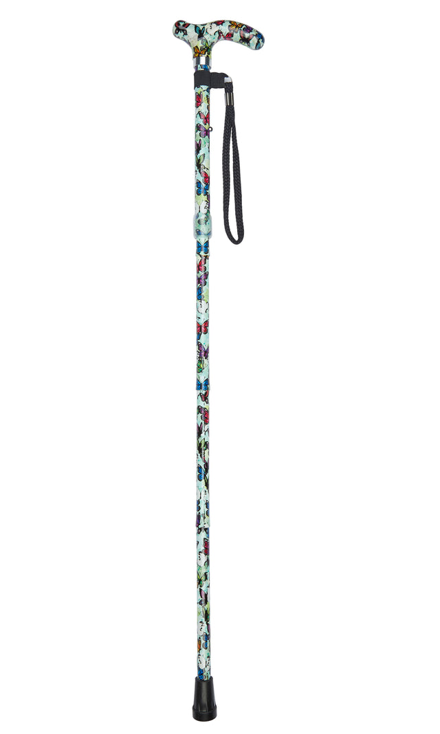 Petite Ladies Folding Adjustable Butterflies Design-Classy Walking Canes