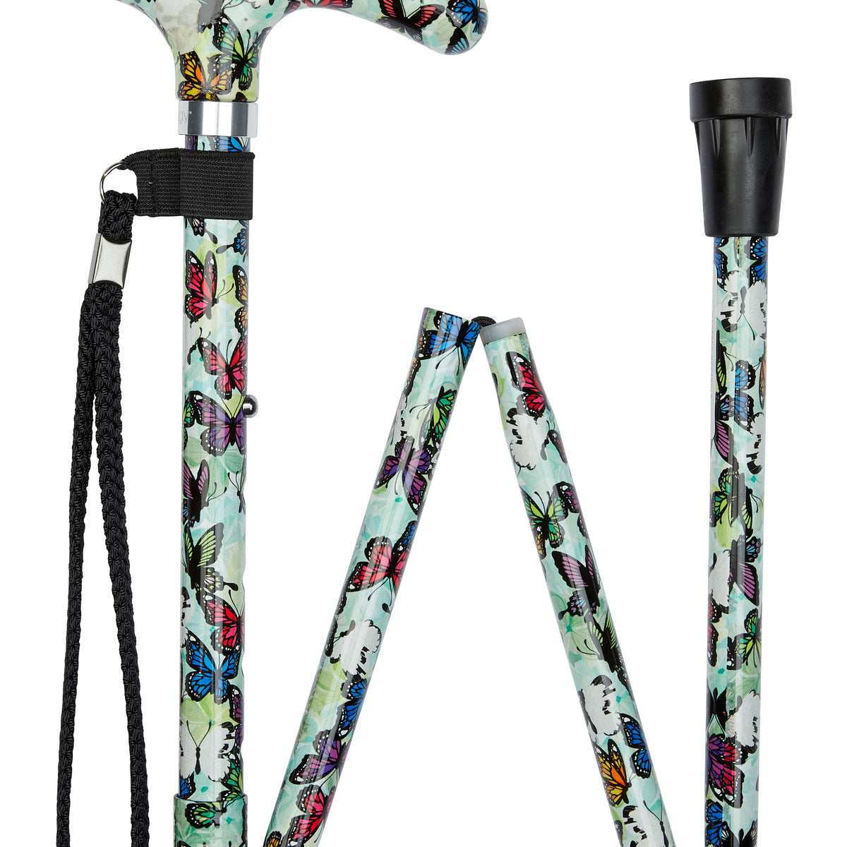Petite Ladies Folding Adjustable Butterflies Design – Classy Walking Canes