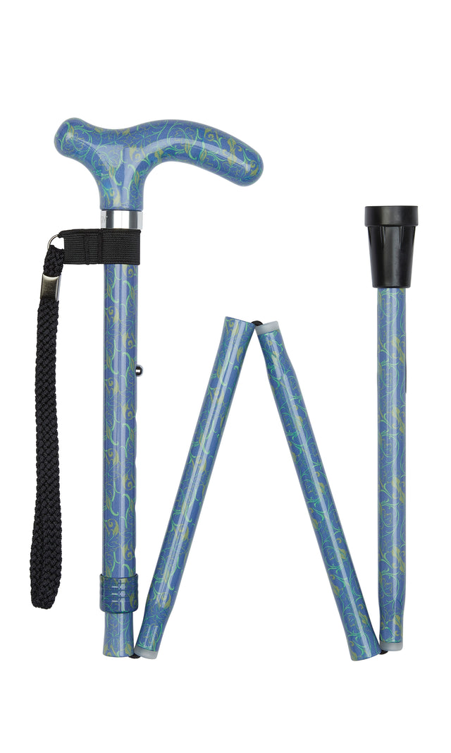 Petite Ladies Folding Adjustable Leaf Design-Classy Walking Canes