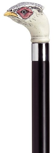 Pheasant with Black Shaft in Antique Scrimshaw-Classy Walking Canes