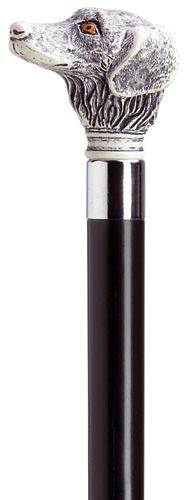 Retriever Dog Head with Black Shaft in Antique Scrimshaw-Classy Walking Canes