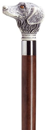 Retriever Dog Head with Walnut Shaft in Antique Scrimshaw-Classy Walking Canes