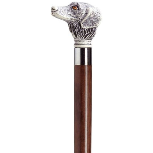 Retriever Dog Head with Walnut Shaft in Antique Scrimshaw-Classy Walking Canes