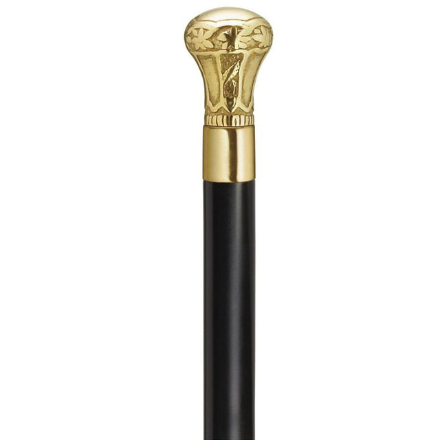 Royal Brass Knob with Black Shaft-Classy Walking Canes