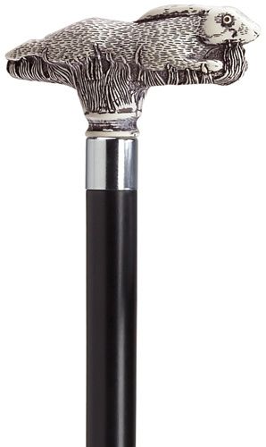 Running Rabbit with Black Shaft in Antique Scrimshaw-Classy Walking Canes