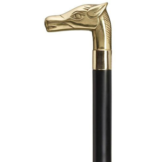 Solid Brass Cast Horse Head with Black Shaft-Classy Walking Canes