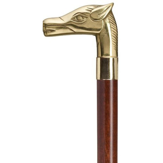 Solid Brass Cast Horse Head with Walnut Shaft-Classy Walking Canes