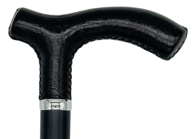 Tall Adjustable Classy Cane with Black Italian Leather 31" to 38"-Classy Walking Canes