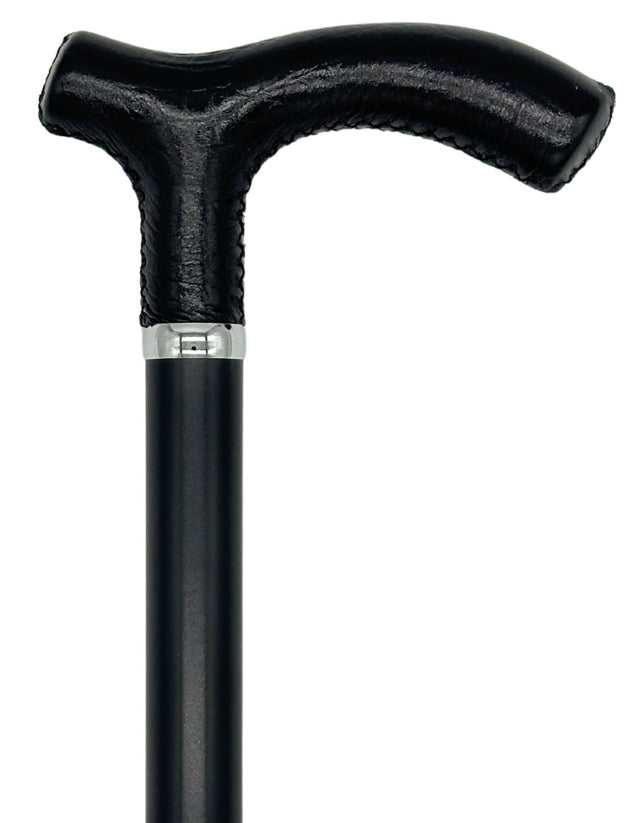 Tall Adjustable Classy Cane with Black Italian Leather 31" to 38"-Classy Walking Canes