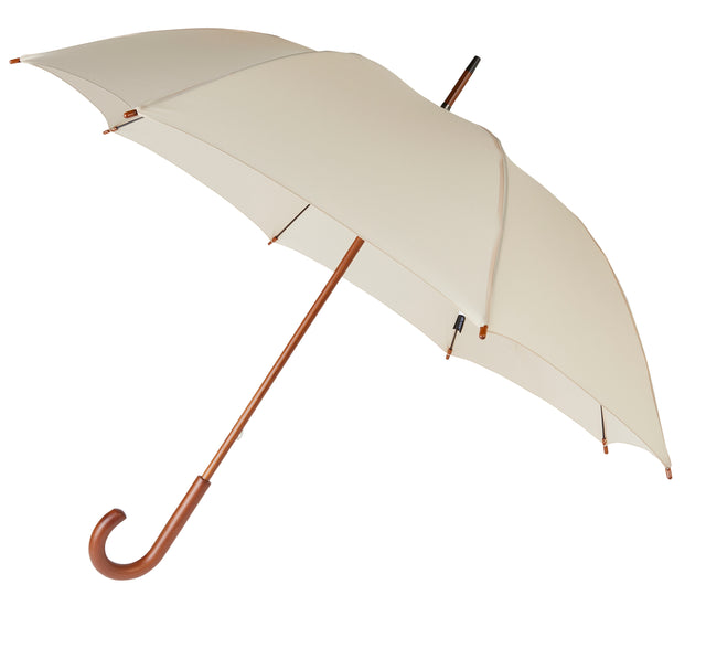 Walking Stick Umbrella with Beige Canopy and Crook Handle-Classy Walking Canes